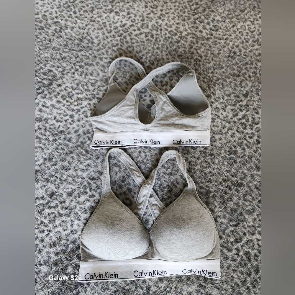 Two Calvin Klein sports bras